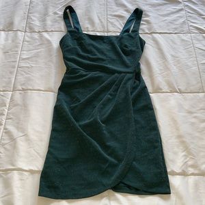 NWT Francesca’s Emerald Forest Green Sparkly Formal Slim-Fit Mini Dress Size S